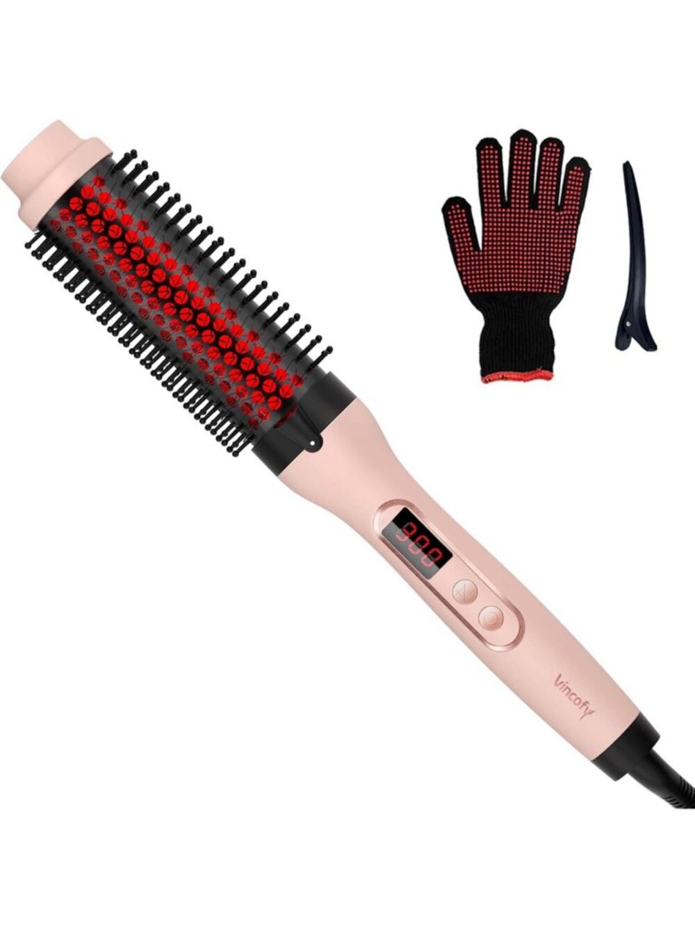 Infrared Heated Round Brush - Dual Voltage Thermal Styling Tool in Shell Pink